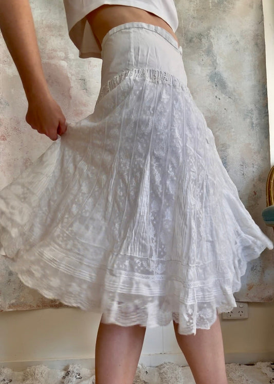Skirt 1910s White French Lace