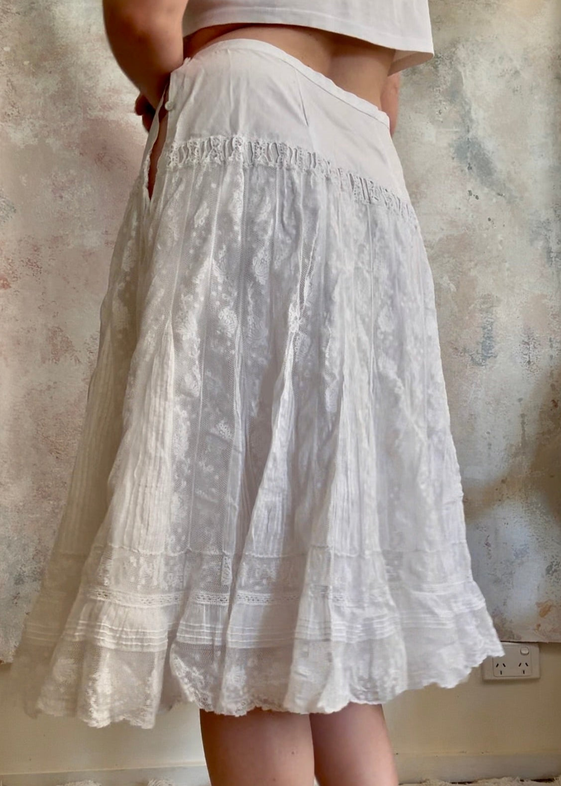 Skirt 1910s White French Lace