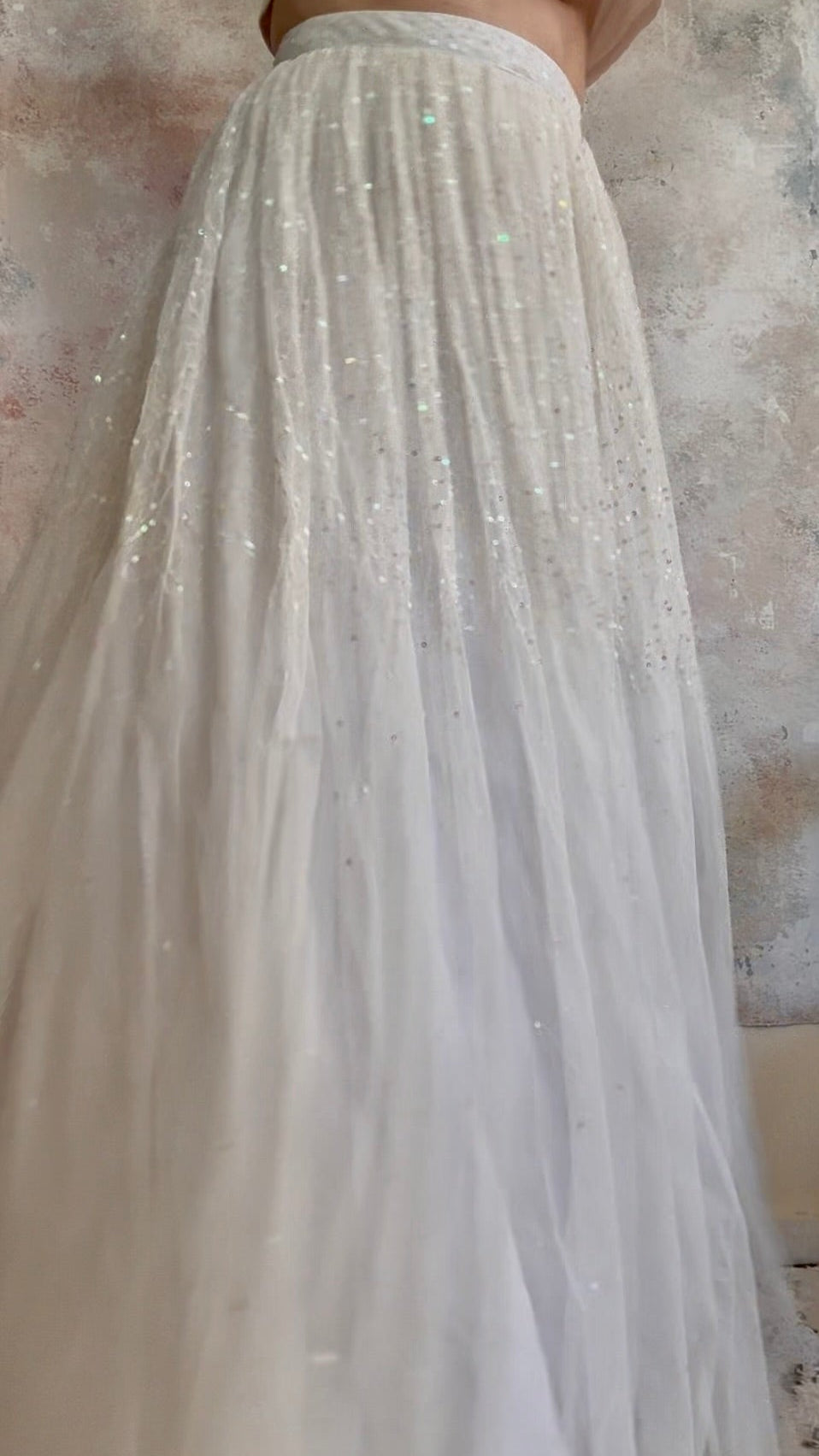 Skirt 1990s White Sequin Fairy