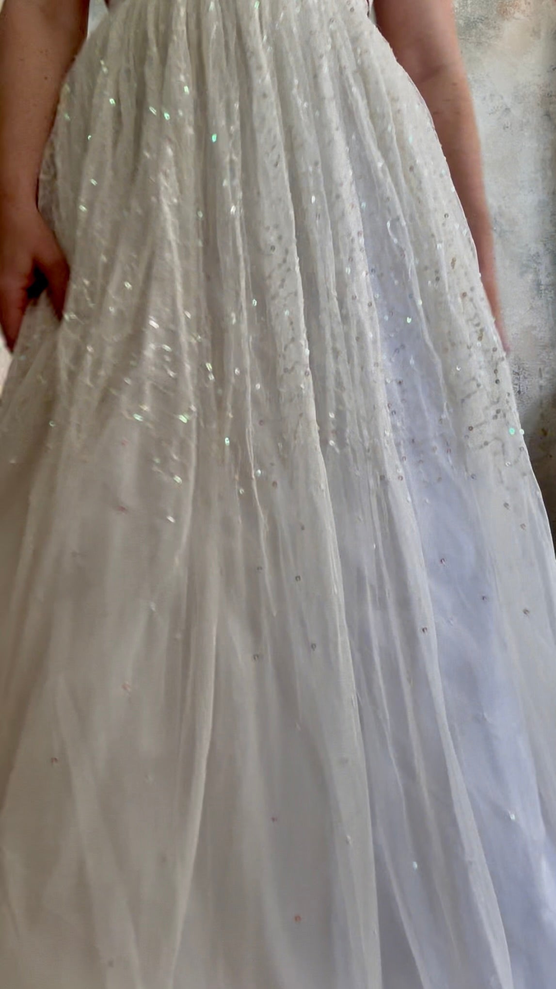 Skirt 1990s White Sequin Fairy