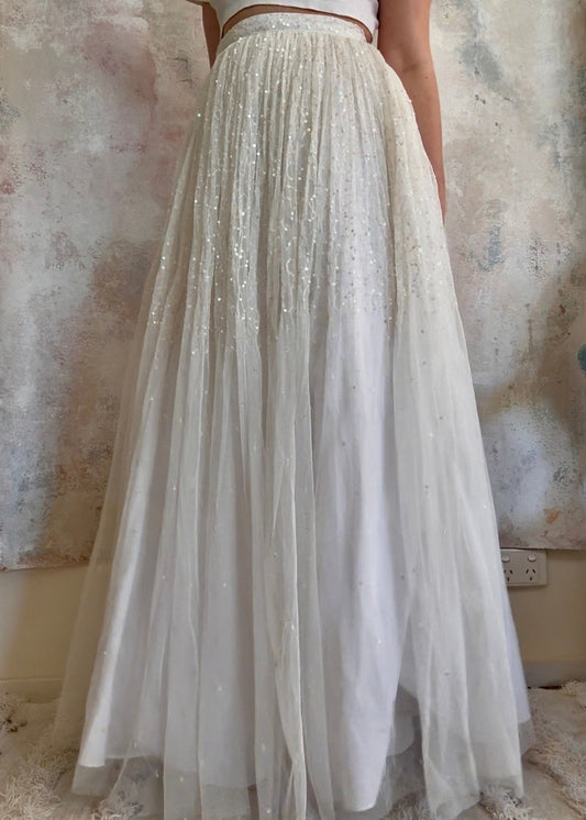 Skirt 1990s White Sequin Fairy