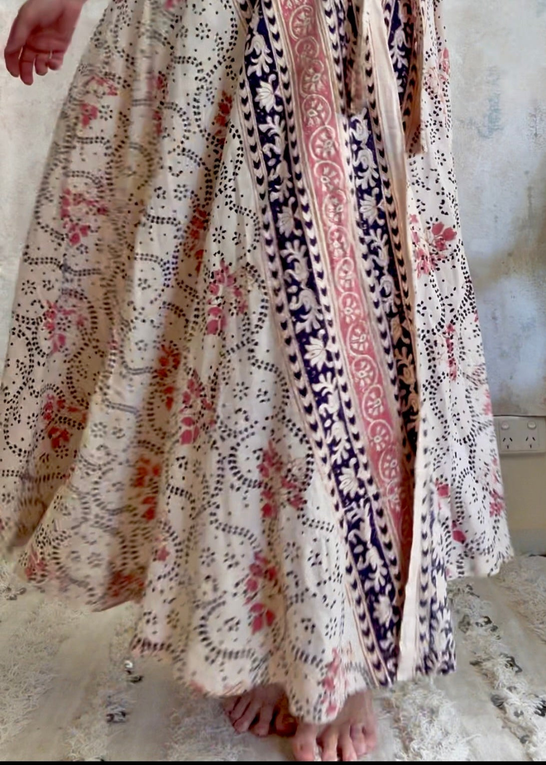 Skirt 1970s Indian Hand Block Print