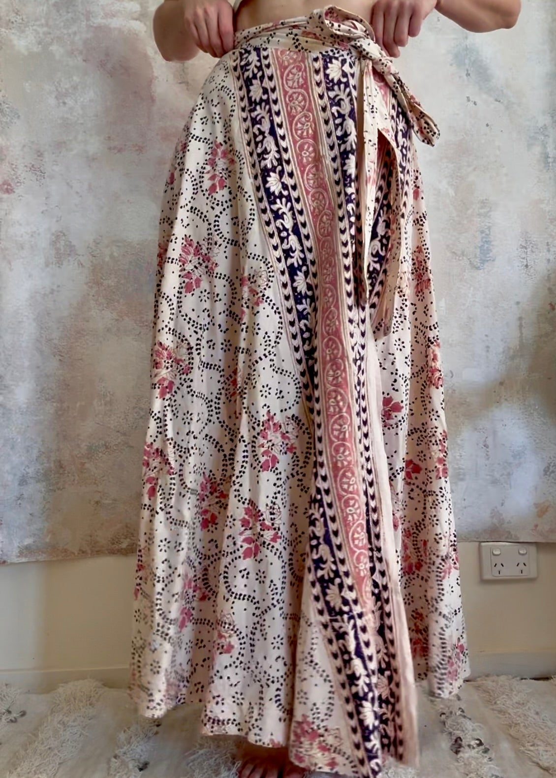 Skirt 1970s Indian Hand Block Print