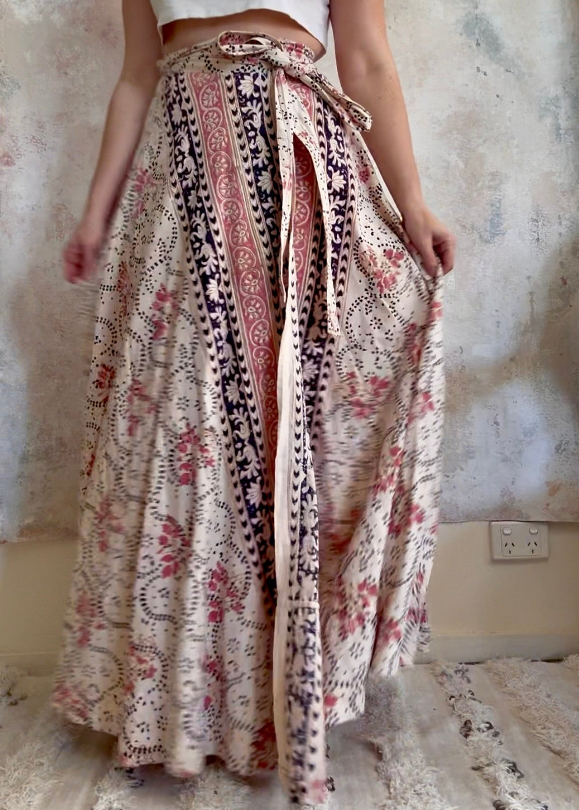 Skirt 1970s Indian Hand Block Print