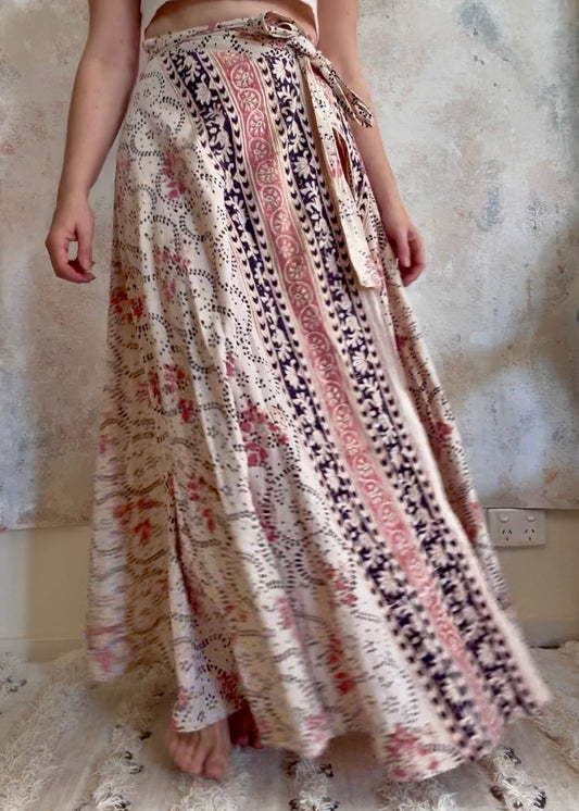 Skirt 1970s Indian Hand Block Print