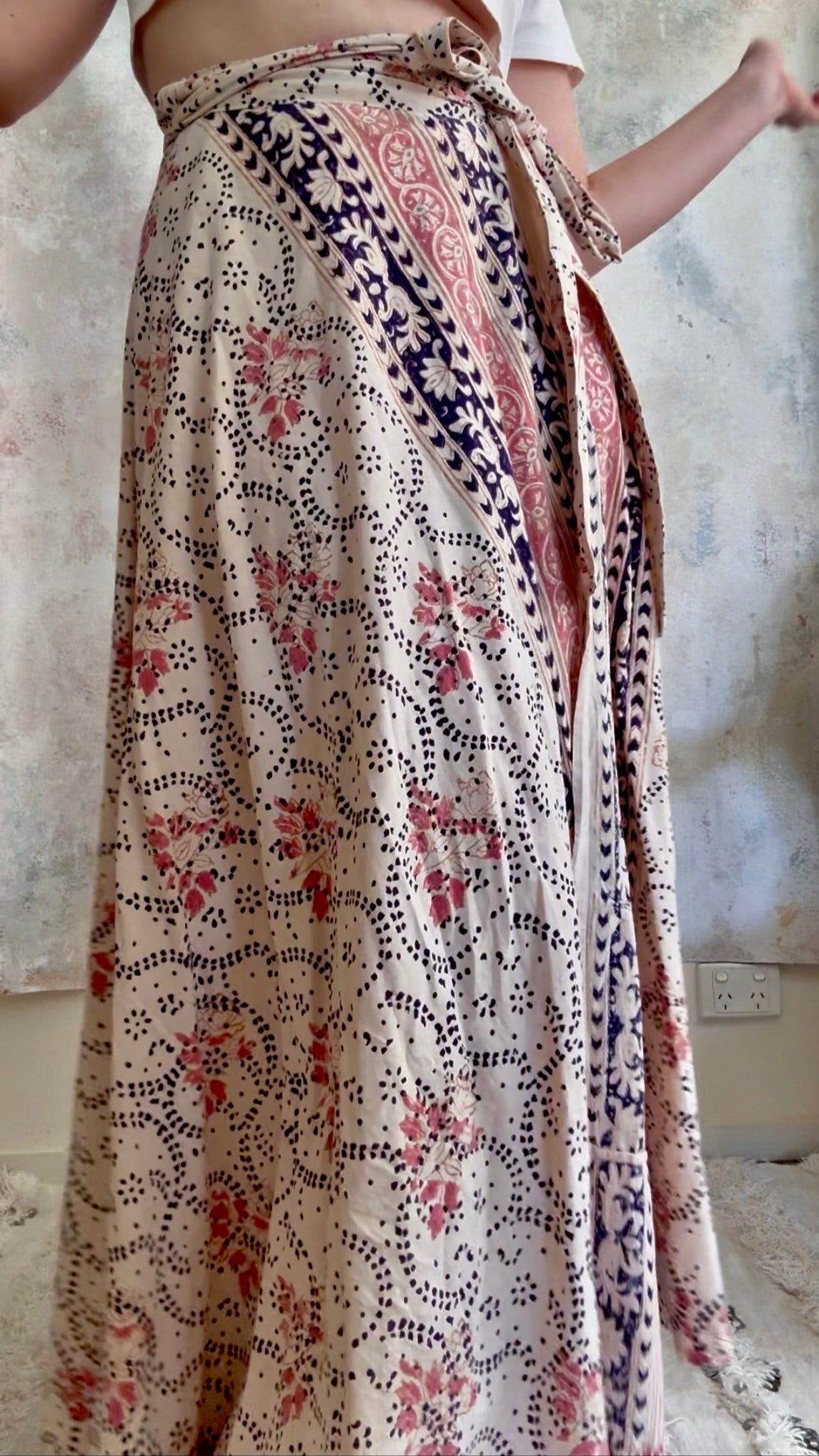 Skirt 1970s Indian Hand Block Print