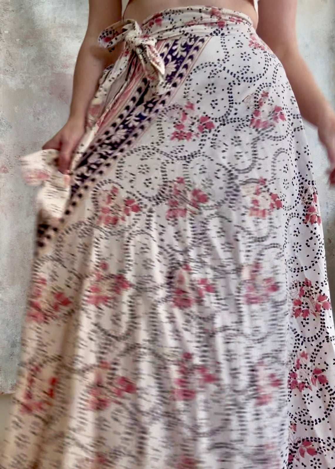 Skirt 1970s Indian Hand Block Print