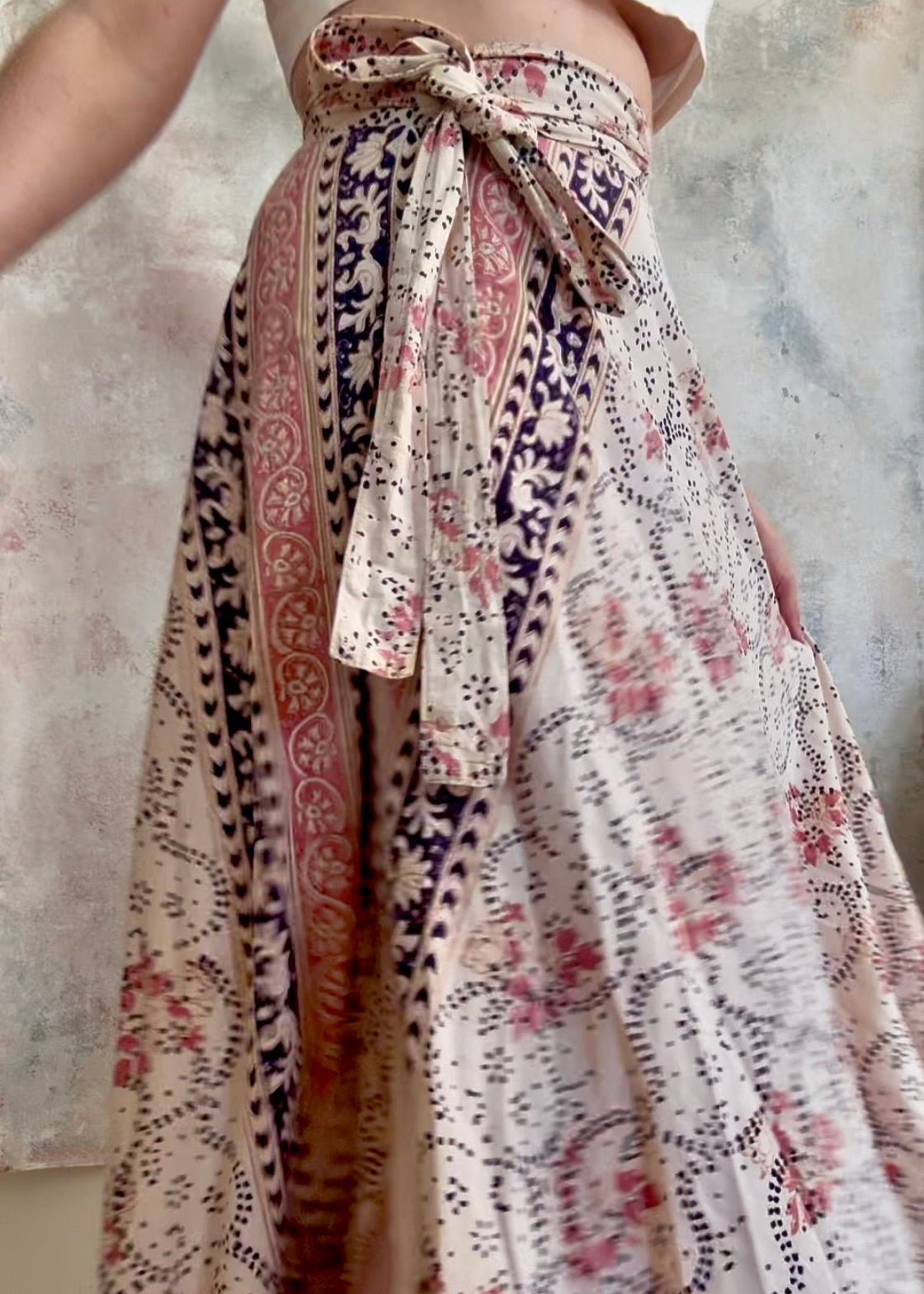 Skirt 1970s Indian Hand Block Print