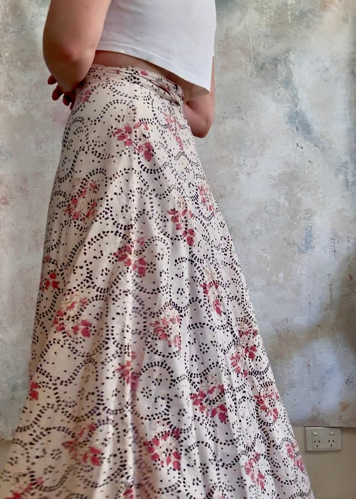 Skirt 1970s Indian Hand Block Print