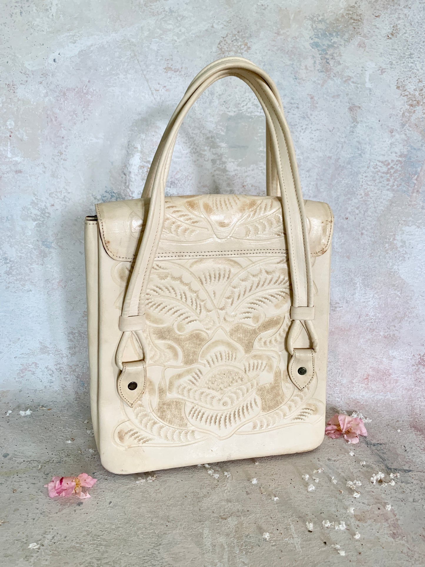 Vintage Hand Tooled Leather Handbag